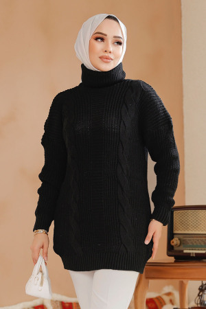 Modest Black Knitwear Jumper Tunic 40674S - 1