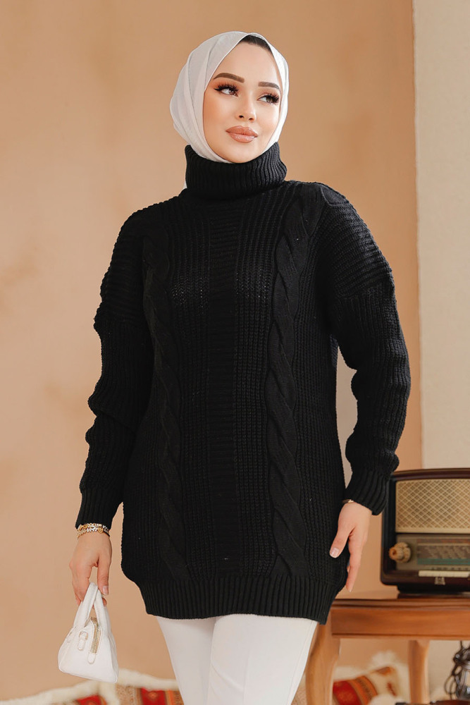 Modest Black Knitwear Jumper Tunic 40674S - 1