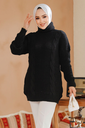 Modest Black Knitwear Jumper Tunic 40674S - 2