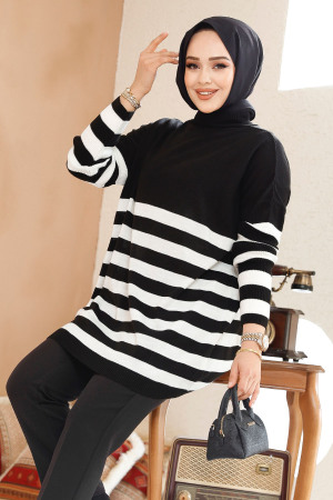 Modest Black Knitwear Jumper Tunic 5325S - 1