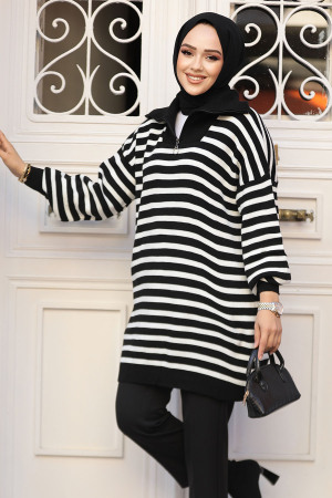 Modest Black Knitwear Top 65902S - 1
