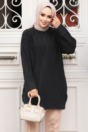 Modest Black Knitwear Tunic 10241S - 2