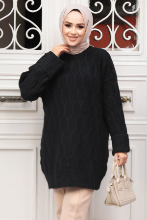 Modest Black Knitwear Tunic 10241S - 3