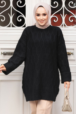 Modest Black Knitwear Tunic 10241S - 4
