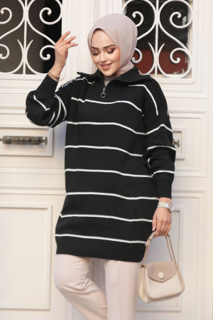 Modest Black Knitwear Tunic 65901S - 1