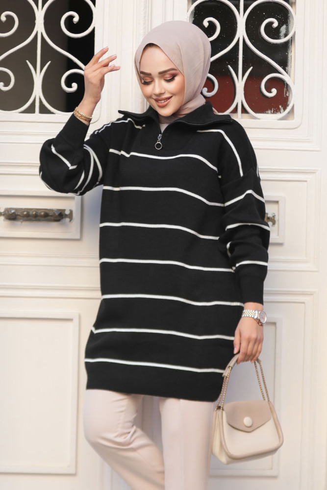 Modest Black Knitwear Tunic 65901S - 1
