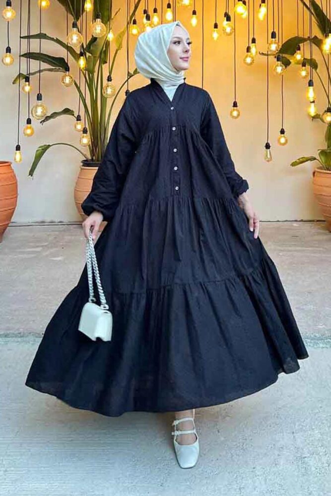 Modest Black Long Dress 10002S - 1