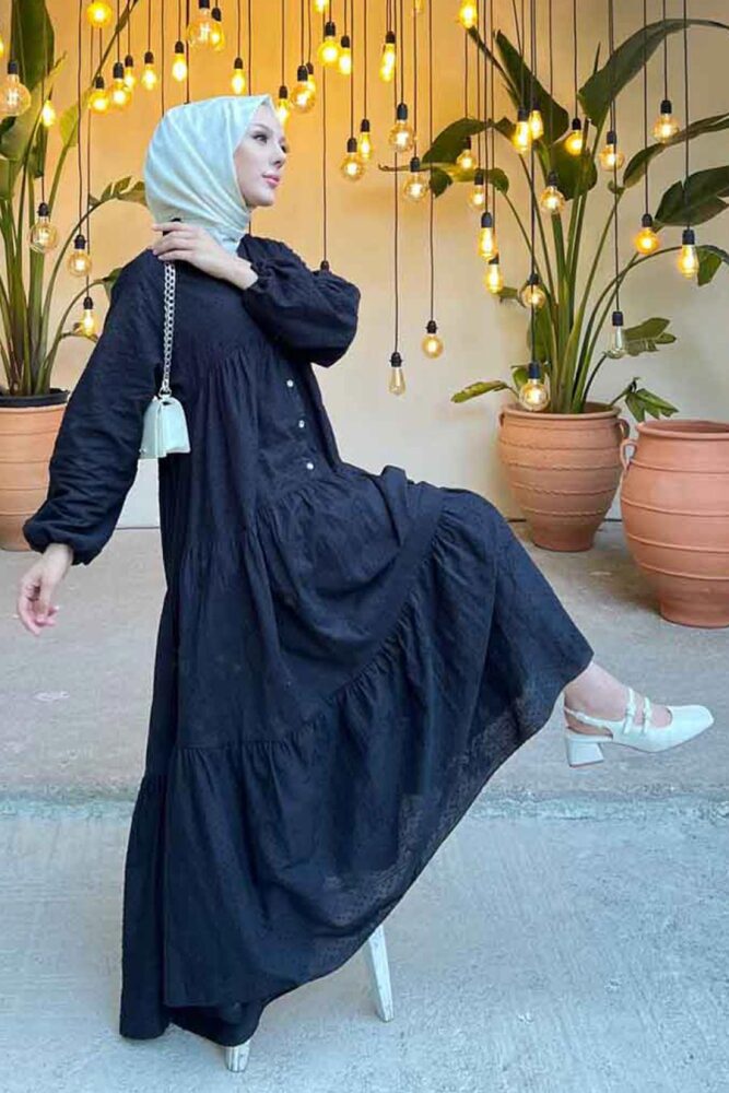 Modest Black Long Dress 10002S - 2