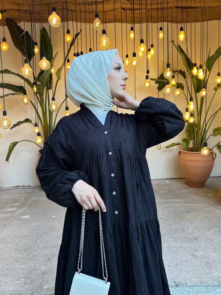 Modest Black Long Dress 10002S - 3