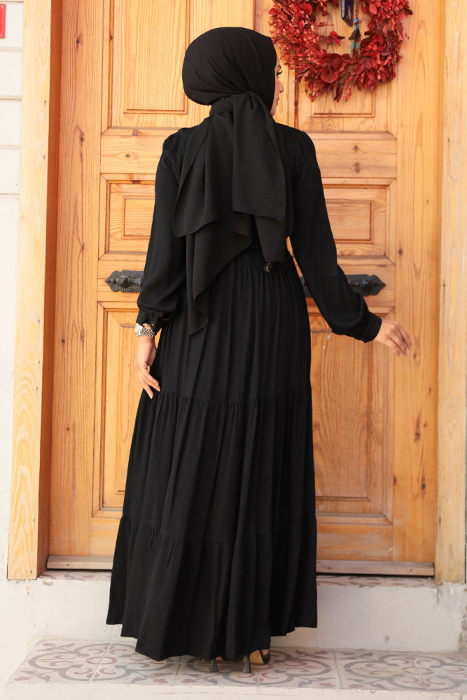 Modest Black Long Dress 22042S - 3