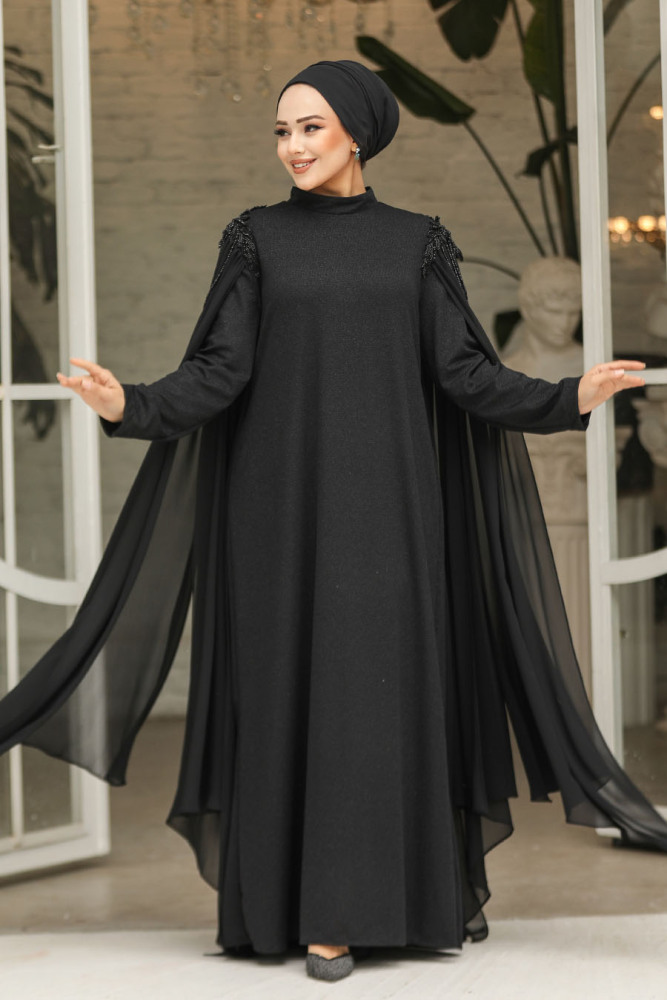 Modest Black Long Evening Dress 4624S - 1