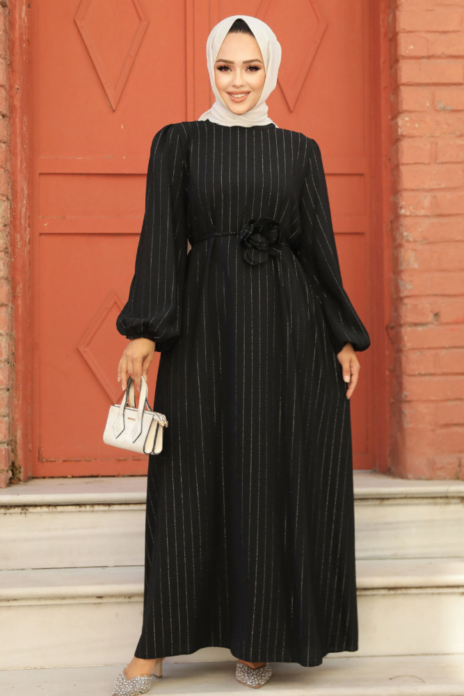 Modest Black Long Sleeve Dress 12541S - 1