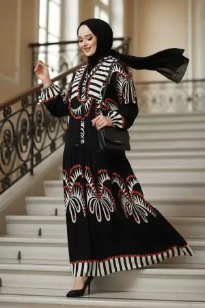 Modest Black Long Sleeve Dress 18238S - 1