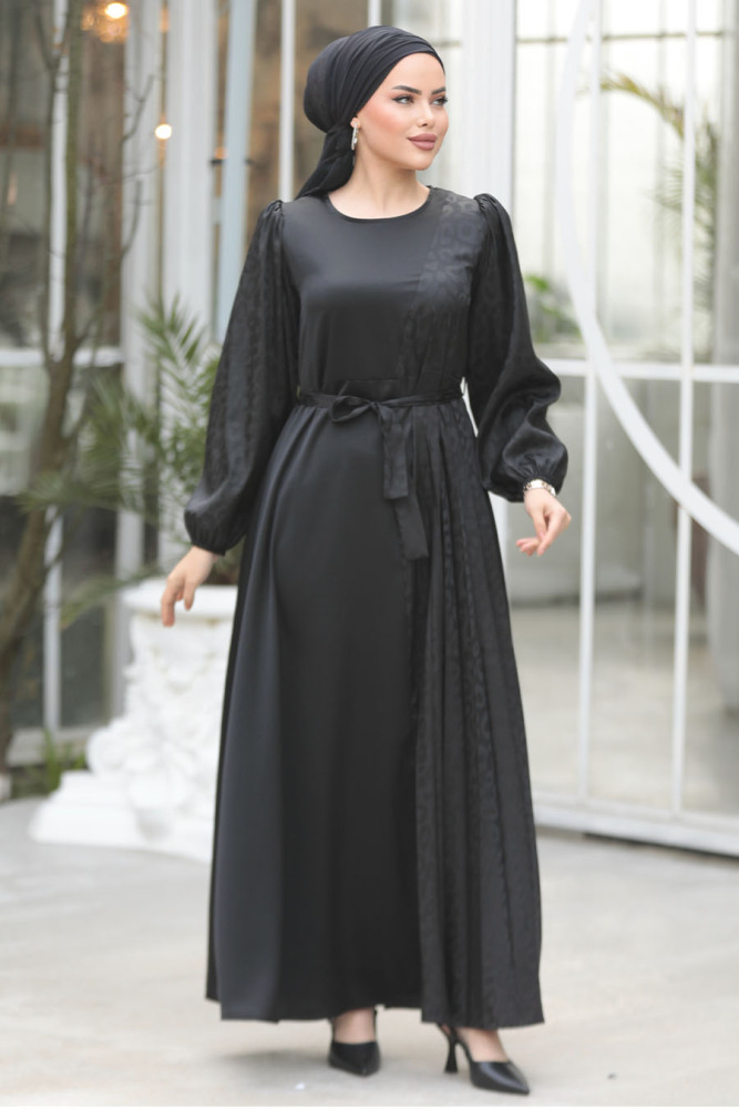 Modest Black Long Sleeve Dress 30381S - 3