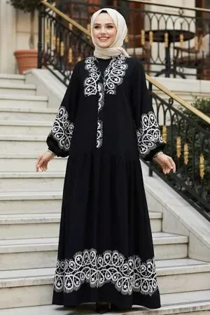 Modest Black Maxi Dress 18237S 