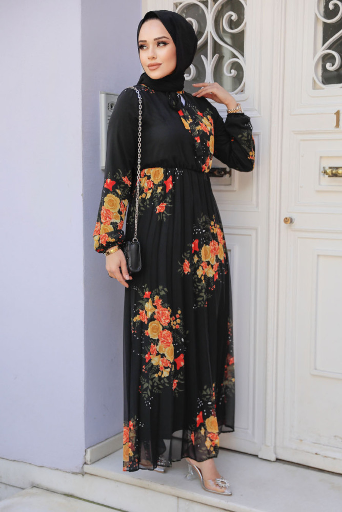 Modest Black Maxi Dress 503501S - 3