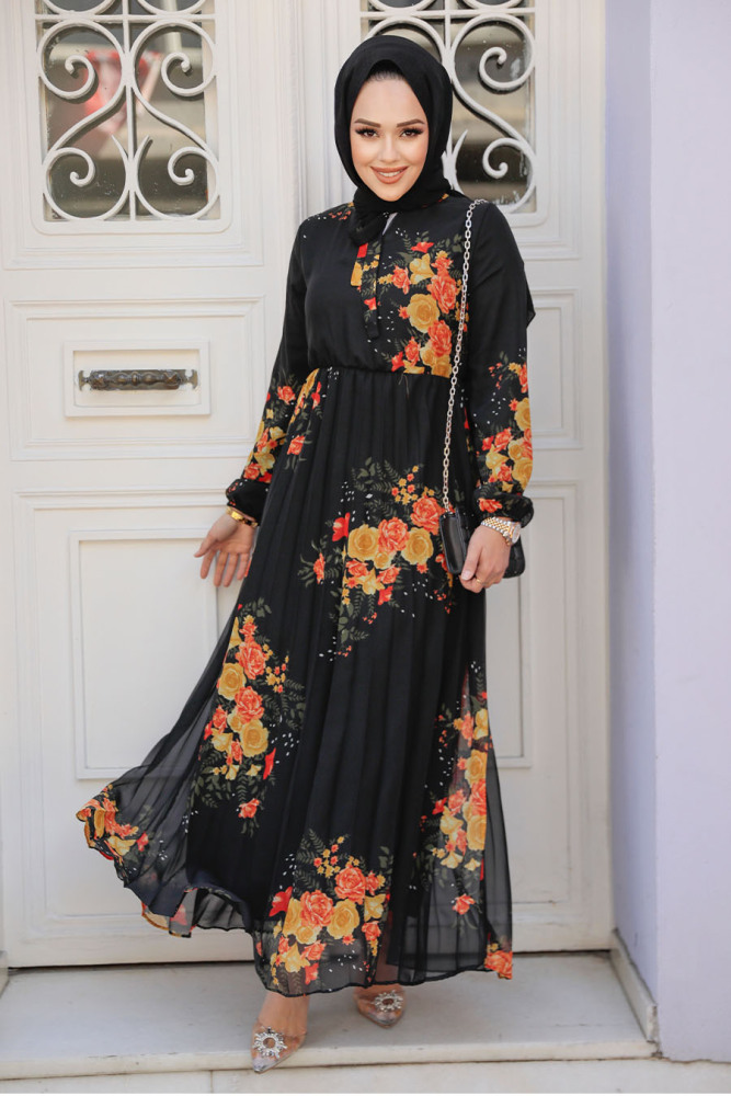 Modest Black Maxi Dress 503501S - 2