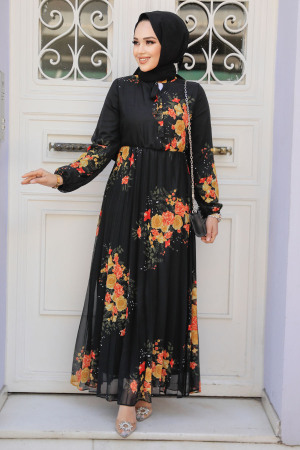 Modest Black Maxi Dress 503501S - 1