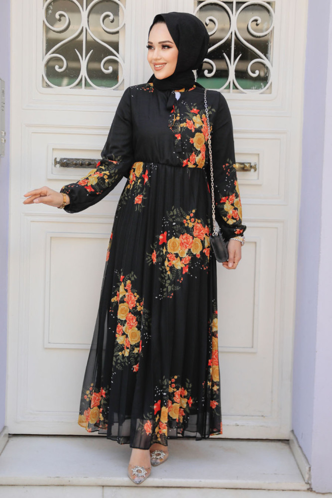 Modest Black Maxi Dress 503501S - 1