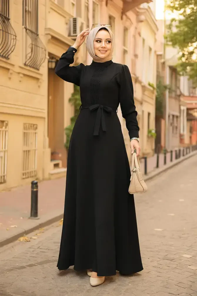 Modest Black Maxi Dress 6621S - NEVA STYLE