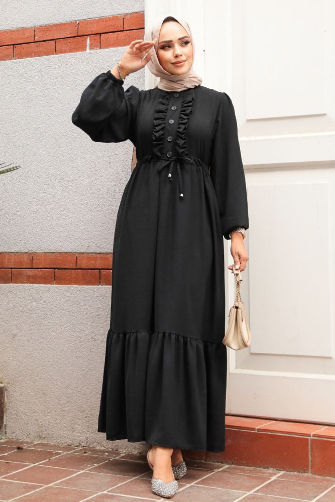 Modest Black Maxi Dress 6731S - 2