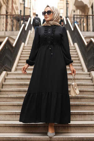 Modest Black Maxi Dress 6731S - 1