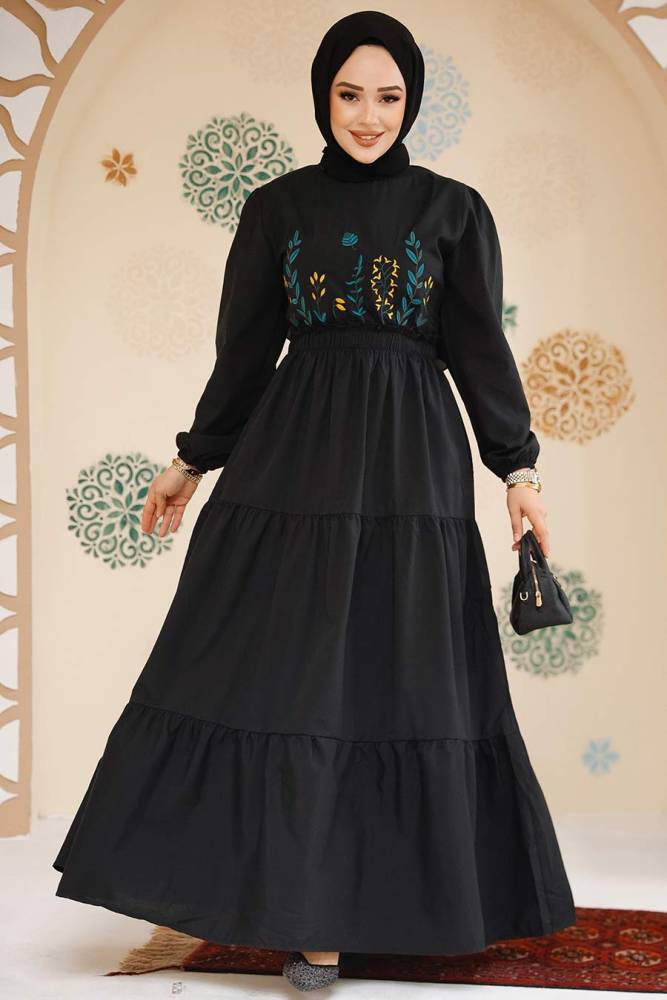 Modest Black Maxi Dress 7063S - 1