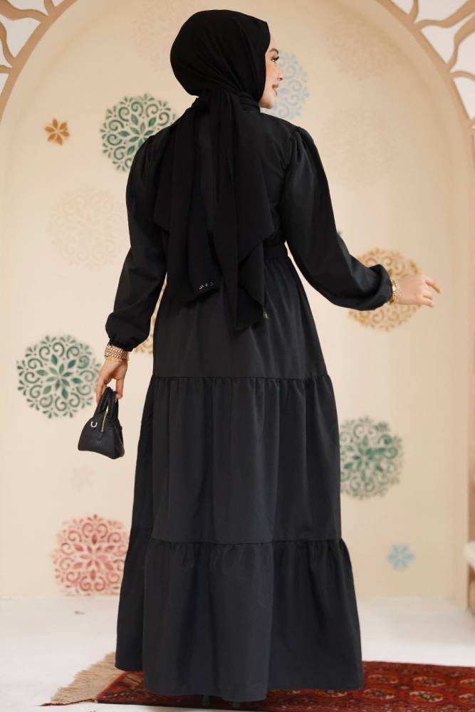 Modest Black Maxi Dress 7063S - 3