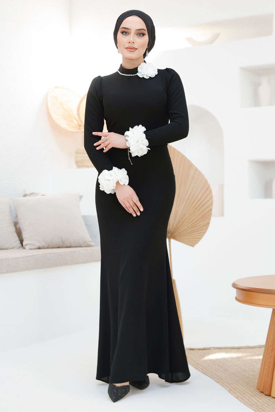 Modest Black Muslim Bridal Dress 46631S - Neva-style.com
