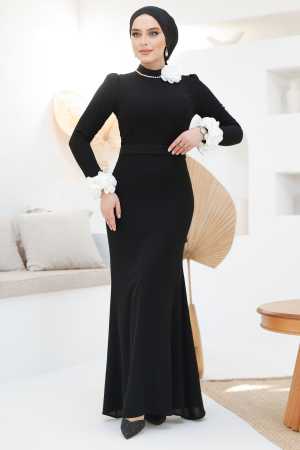 Modest Black Muslim Bridal Dress 46631S - 2