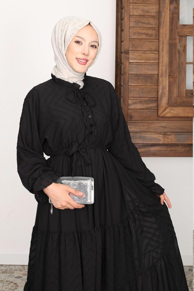 Modest Black Pastel Dress 14232S - 2