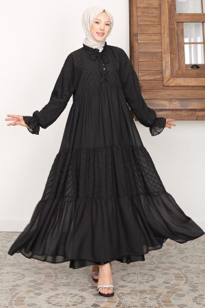 Modest Black Pastel Dress 14232S - 1