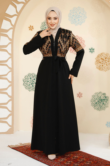 Modest Black Plus Size Abaya 25201S - 2
