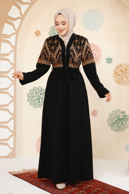 Modest Black Plus Size Abaya 25201S - 3