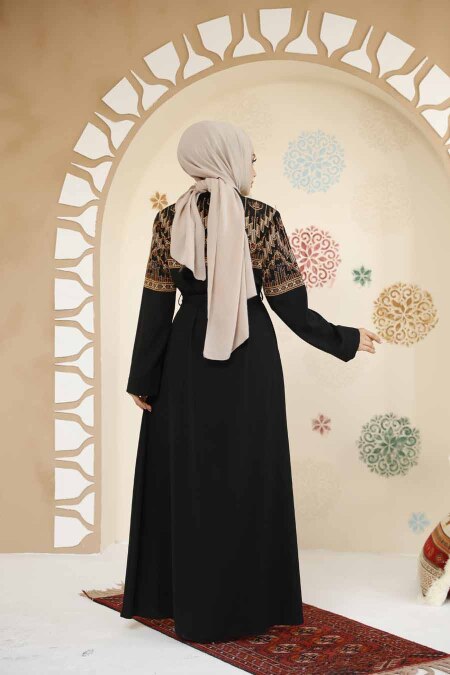 Modest Black Plus Size Abaya 25201S - 4