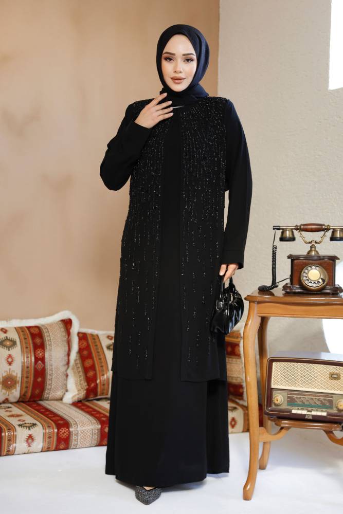 Modest Black Plus Size Abaya 29119S - 4