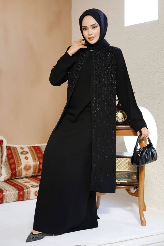 Modest Black Plus Size Abaya 29119S - 6