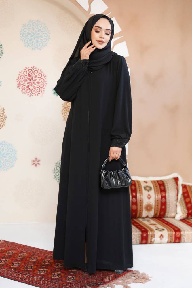 Modest Black Plus Size Abaya 35168S - 2