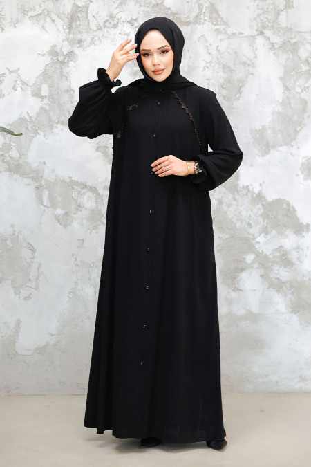Modest Black Plus Size Abaya 45275S - 3