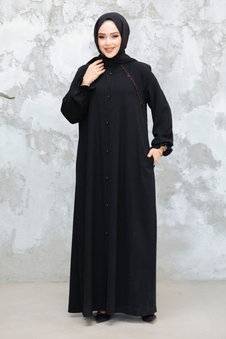 Modest Black Plus Size Abaya 45275S - 2