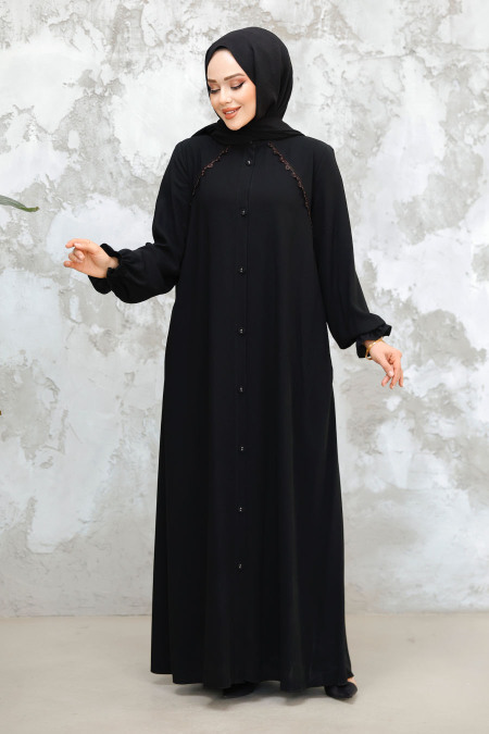 Modest Black Plus Size Abaya 45275S - 1