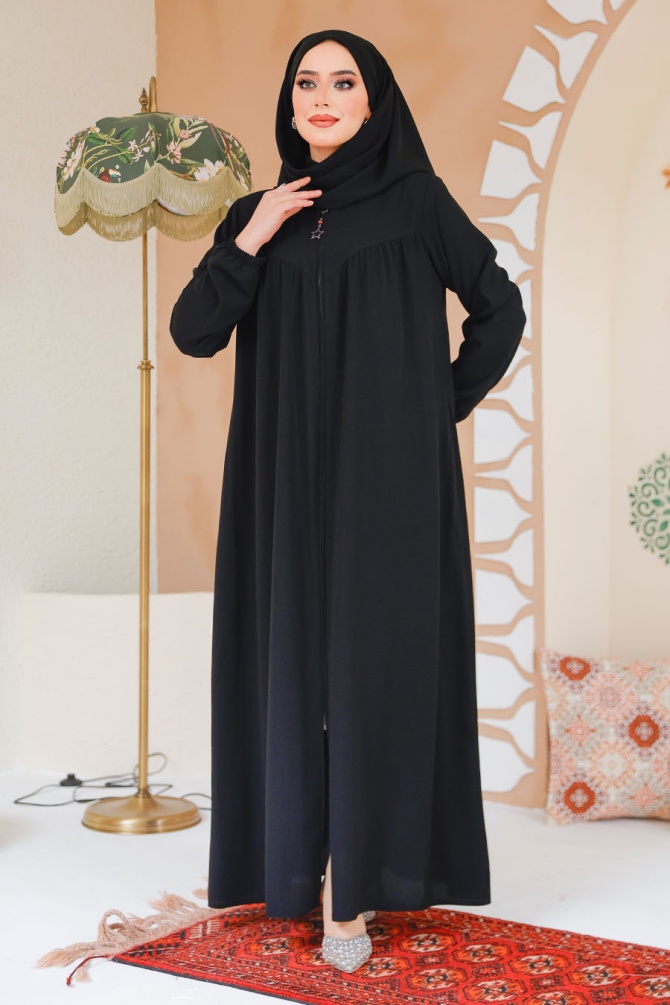 Modest Black Plus Size Abaya 45285S - 1