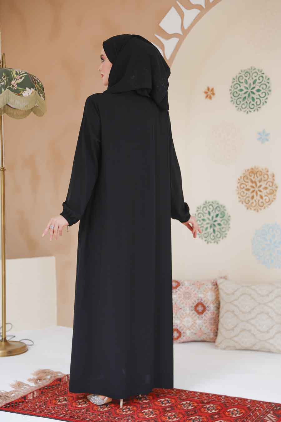 Modest Black Plus Size Abaya 45285S - 4