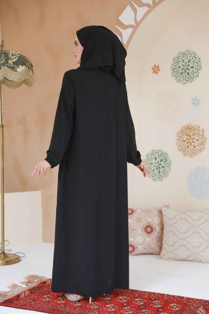 Modest Black Plus Size Abaya 45285S - 4