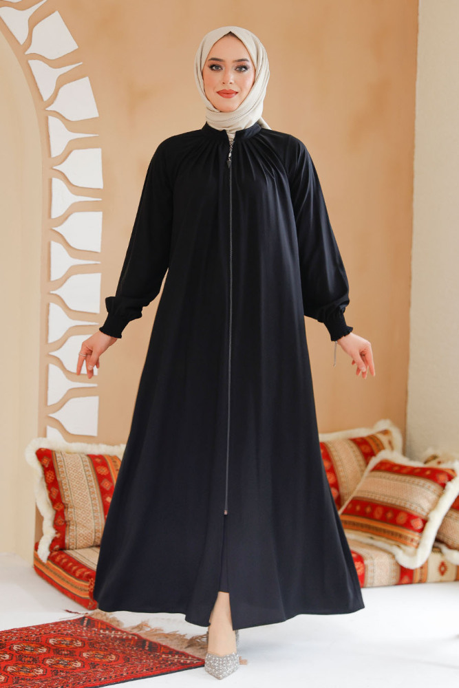 Modest Black Plus Size Abaya 45293S - 1