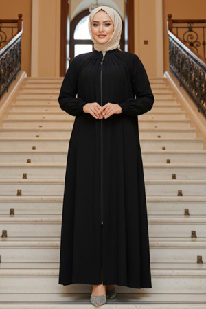 Modest Black Plus Size Abaya 45293S - 1