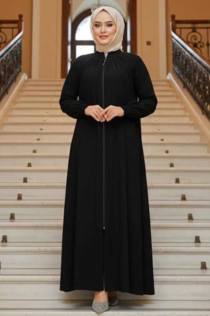 Modest Black Plus Size Abaya 45293S - 1