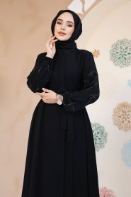 Modest Black Plus Size Abaya 61366S - 3