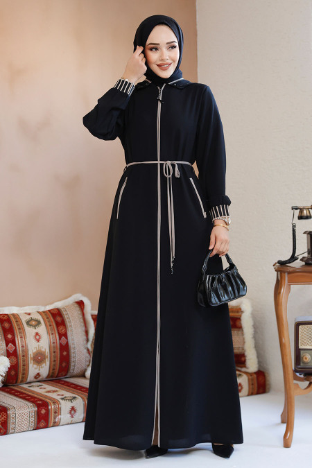 Modest Black Plus Size Abaya 81151S - 4