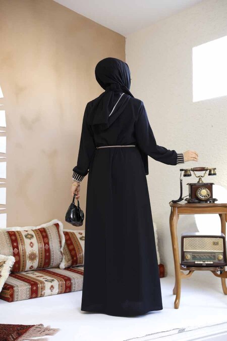 Modest Black Plus Size Abaya 81151S - 5